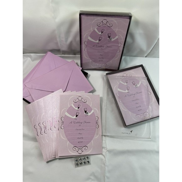 Vintage 3 Packs Of Papyrus‎ Wedding Invitations Cards 8 Per Pack Pink Purple - Picture 1 of 5
